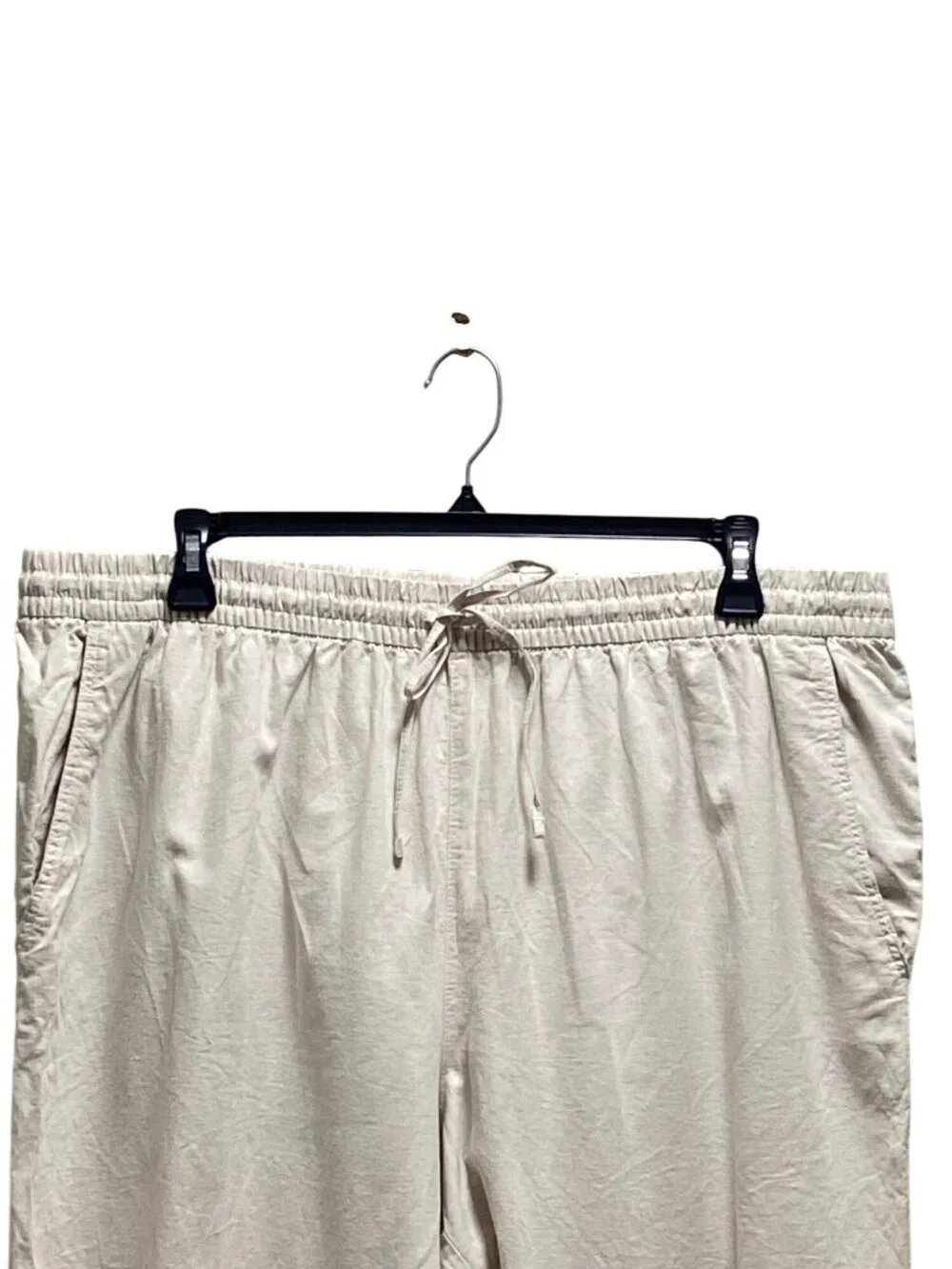 H&M Tapered Linen Drawstring Pants Beige Size XXL Beach Coastal Vacation Summer